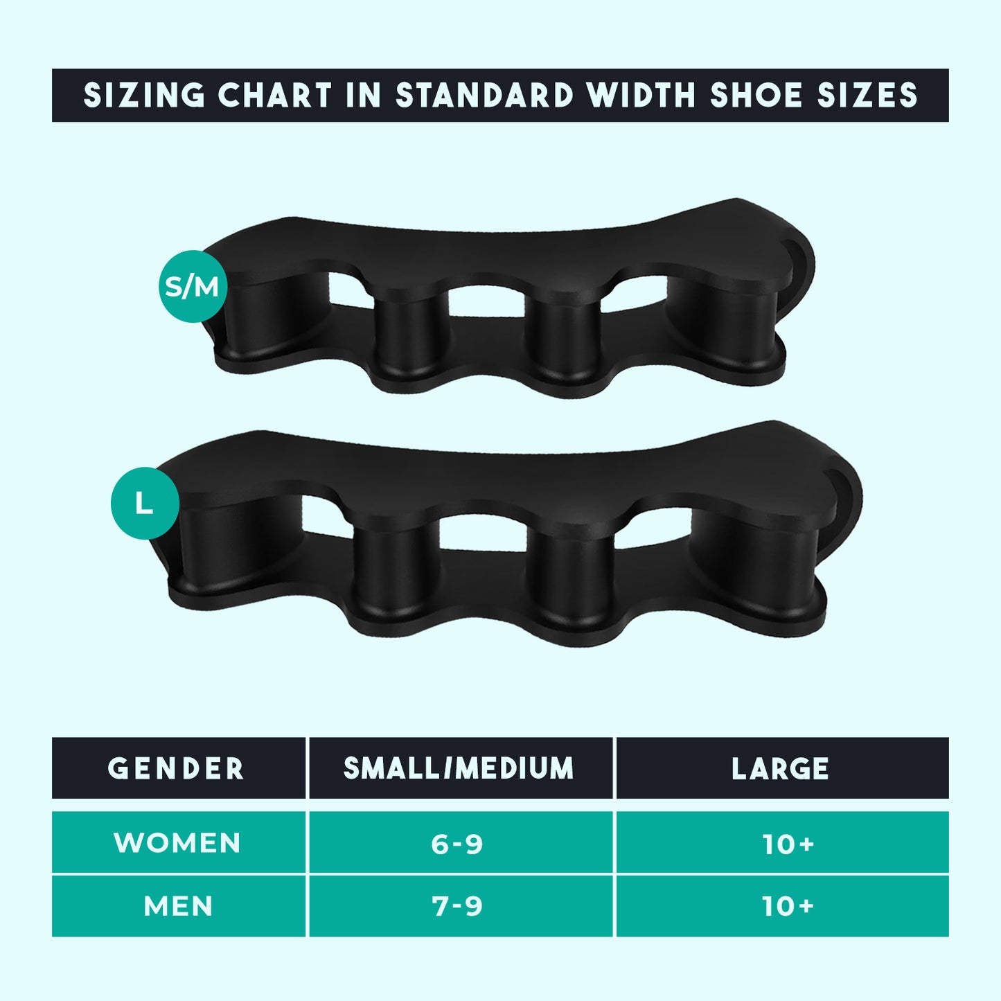 PrimalStep Toe Separators - 4-Pack (1 Pair Large + 1 Pair S/M)