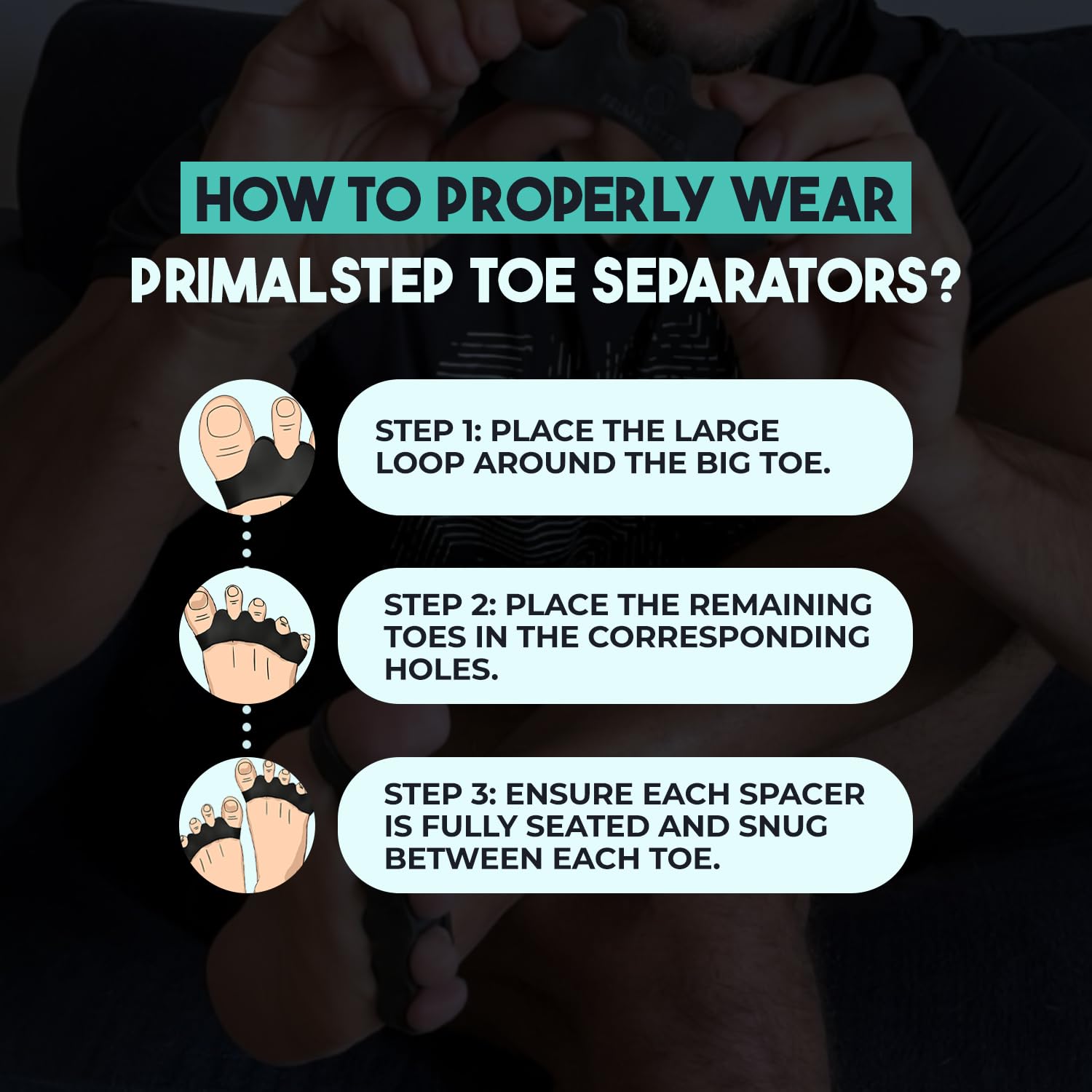 Toe Separators to Correct Foot and Bunion Pain, Plantar Fasciitis - Toe Straightener to Improve Functional Athletic Mobility - Stretches to Fit